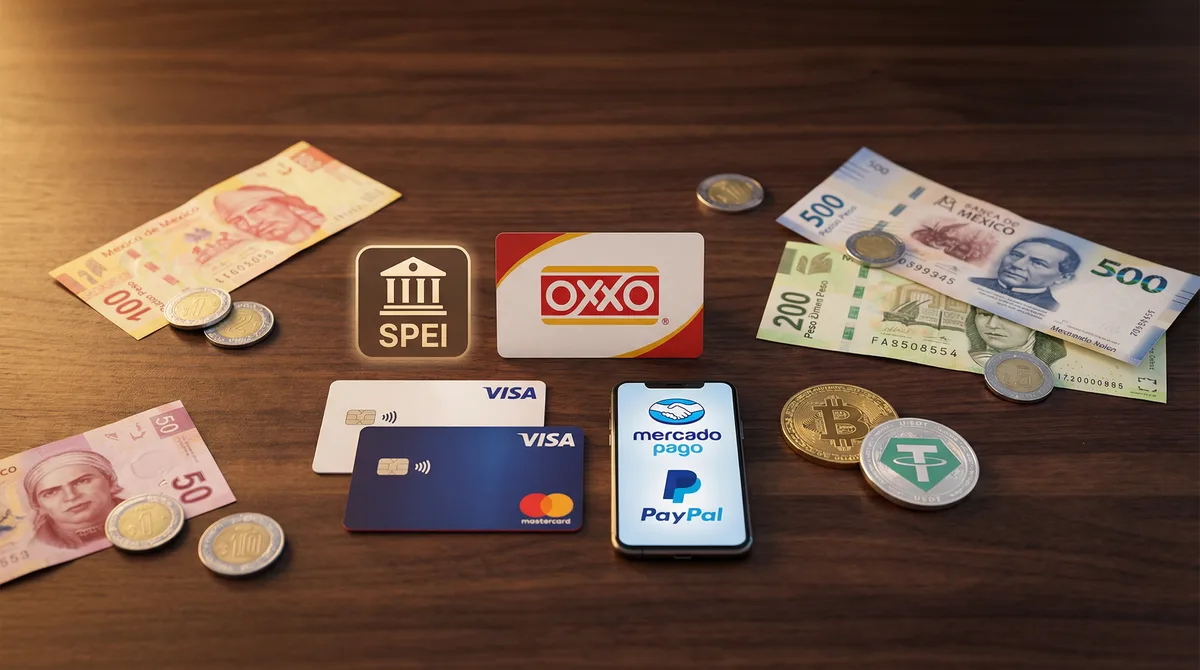 Métodos de pago aceptados en CampeonBet México - OXXO, SPEI, Visa, Mastercard, Bitcoin